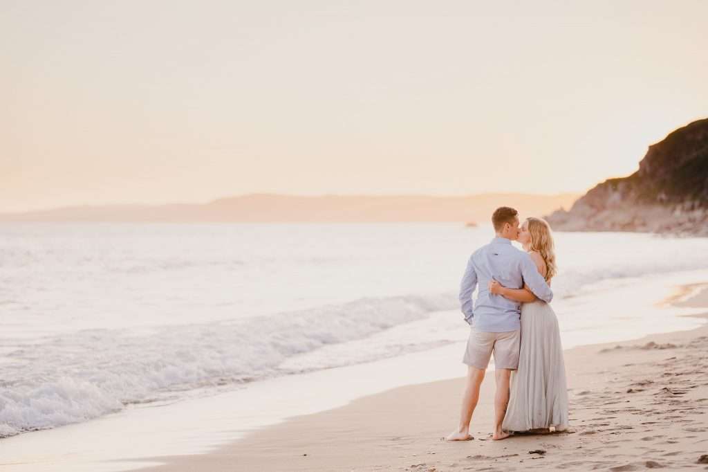 Cornwall Wedding Photography. A beautiful Engagement Shoot at sunset at Whitsand Bay, Cornwall