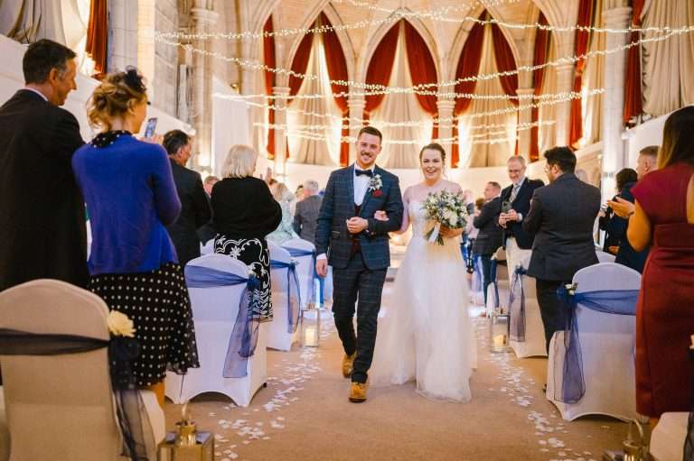Just Married and walking down the Alverton wedding aisle as husband and wife