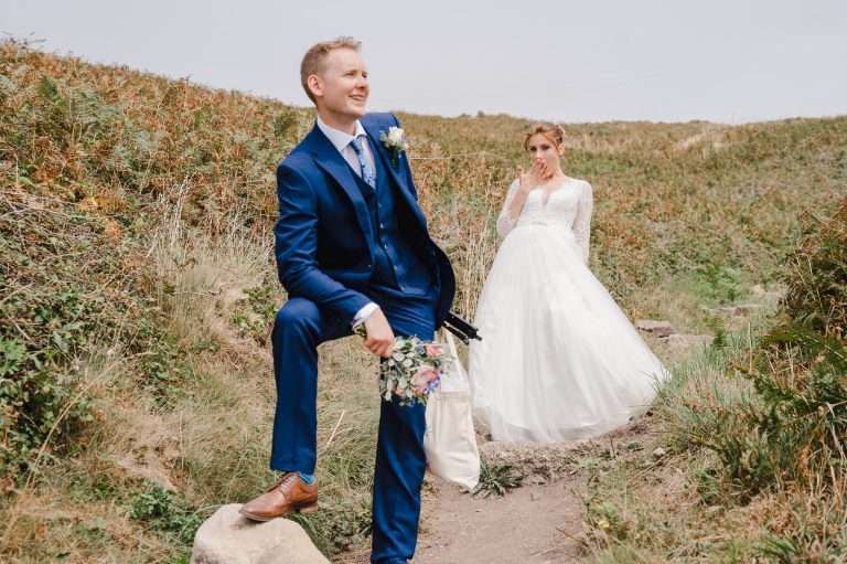 Wedding VS Elopement - The Difference - Couple having fun after Eloping at Beacon Crag