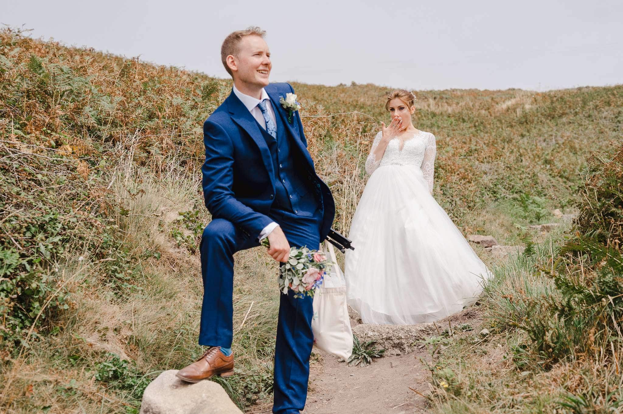 Wedding VS Elopement - The Difference - Couple having fun after Eloping at Beacon Crag