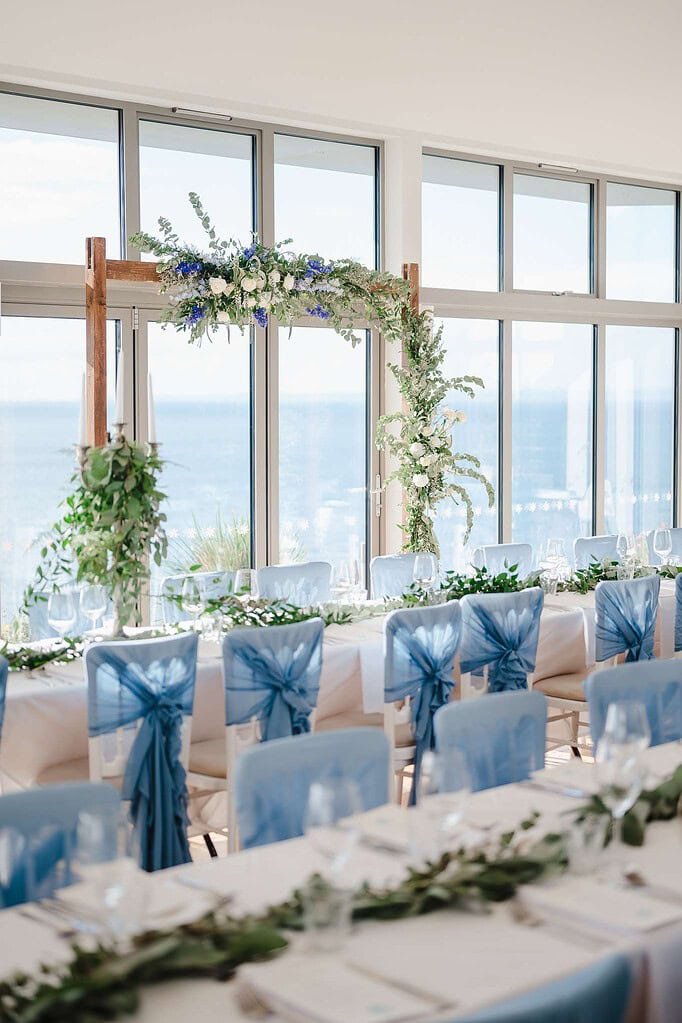Beautiful blue sea view wedding ceremony room at the Polurrian - The Story Behind Wedding Favours: A Timeless Tradition