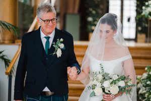 Bride getting emotional as she walks down the aisle