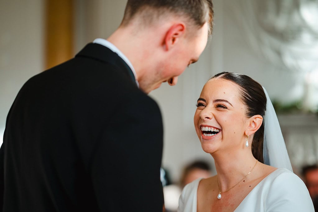 Bride laughing