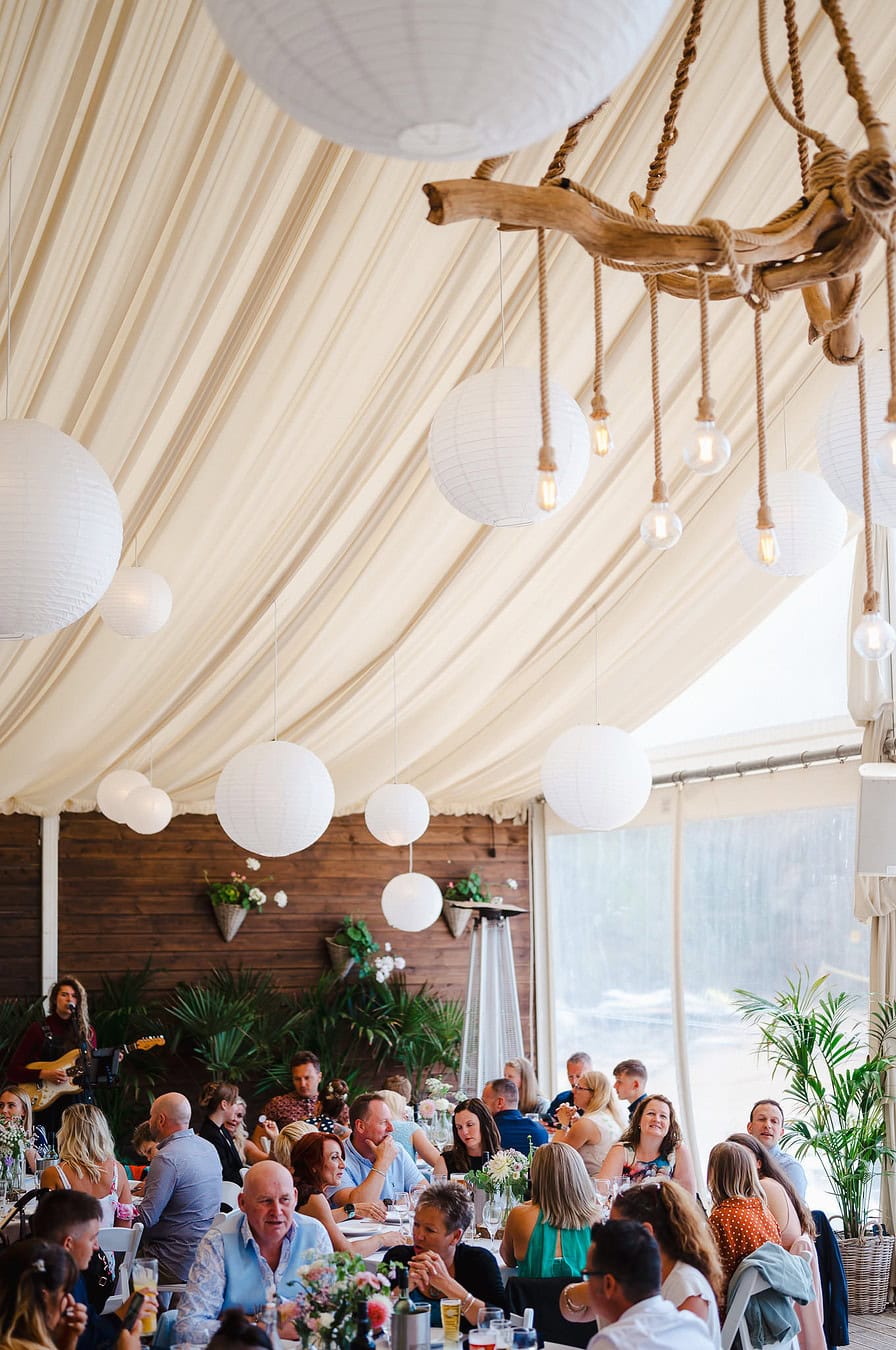 Wedding Reception filled with guests at Lusty Glaze