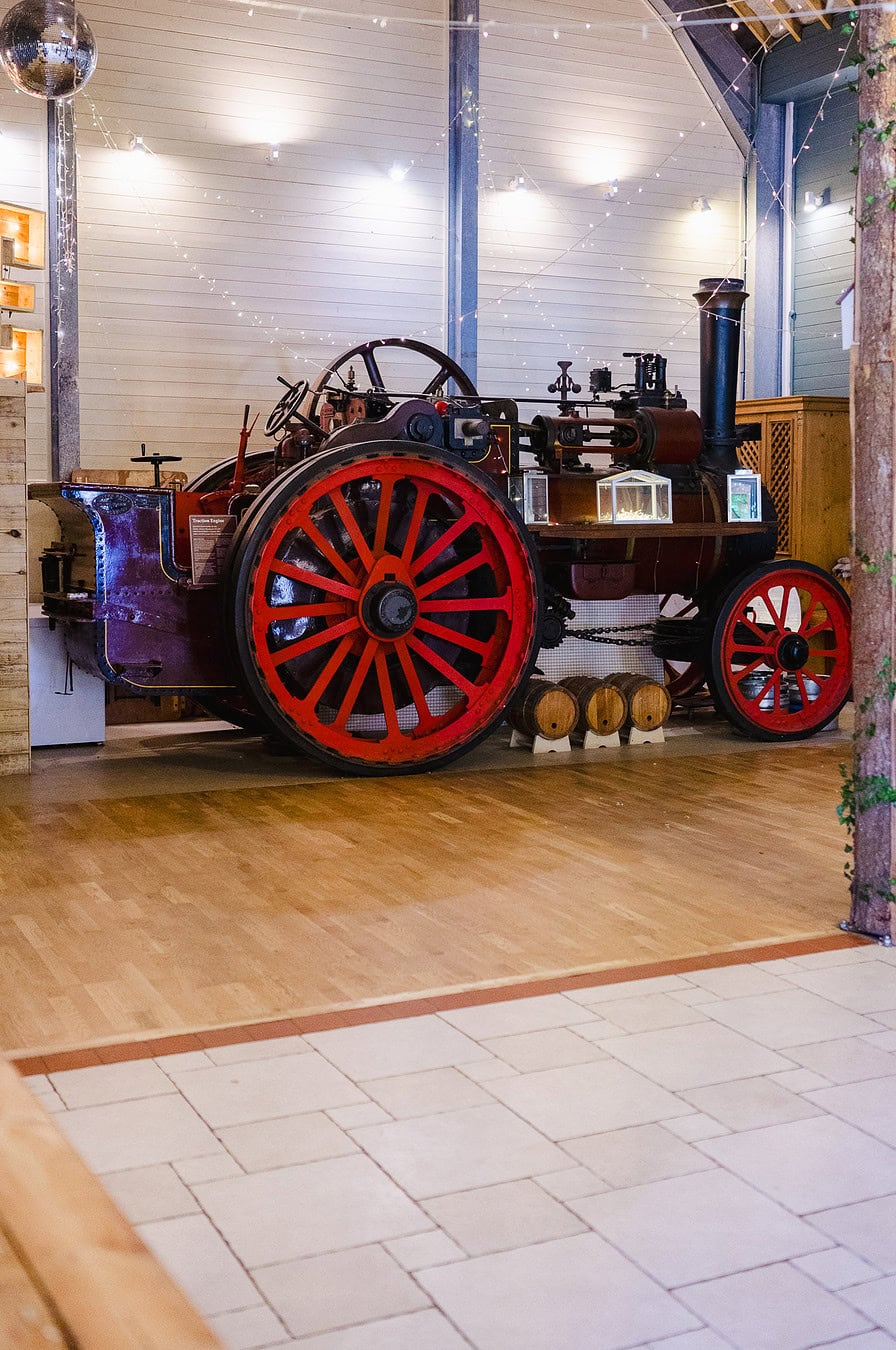 Froginwell vineyard wedding venue traction engine