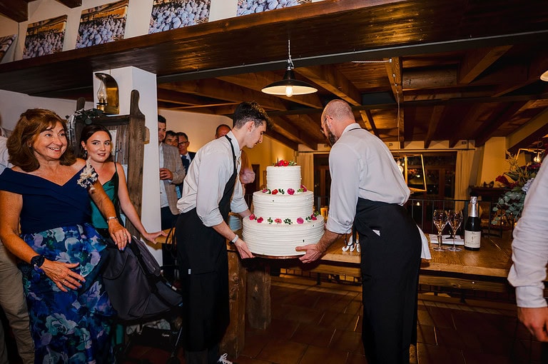 Delivering the wedding cake
