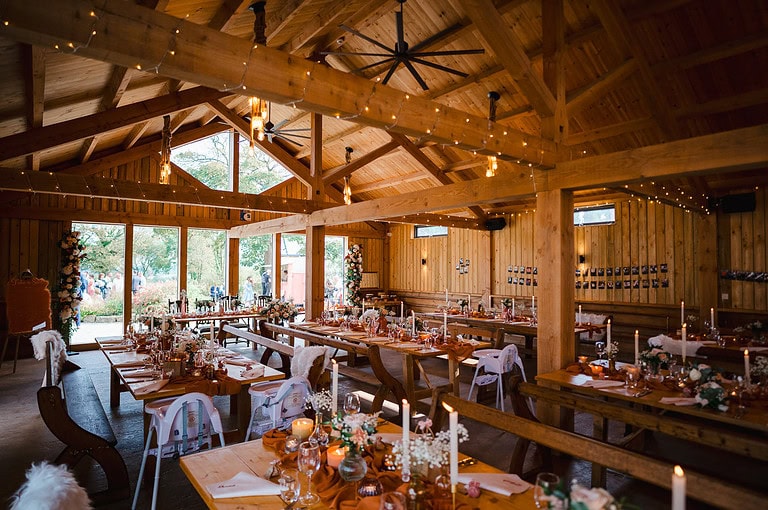 Wide view of the barn used for an Avalen reception