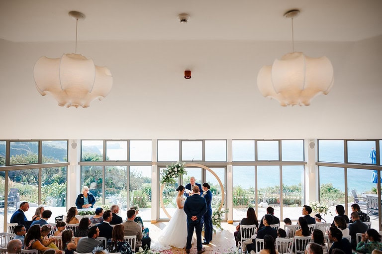 A stunning sea view wedding ceremony room at Polurrin on the lizard