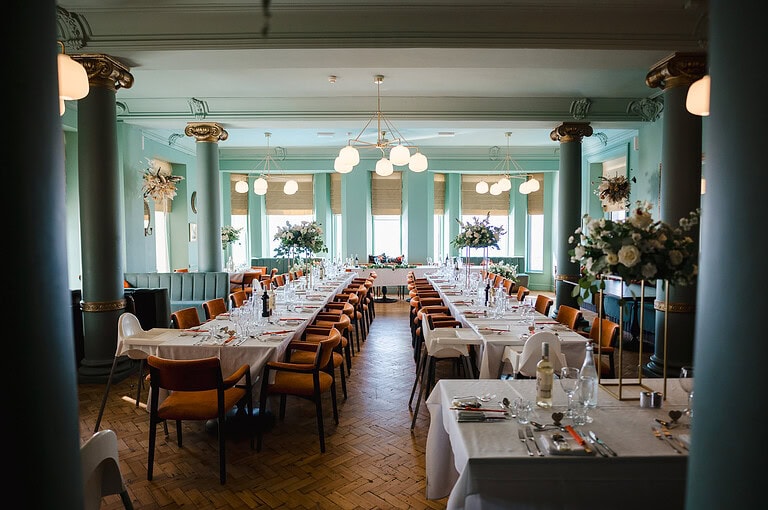 Wedding reception room at Polurrian on The Lizard