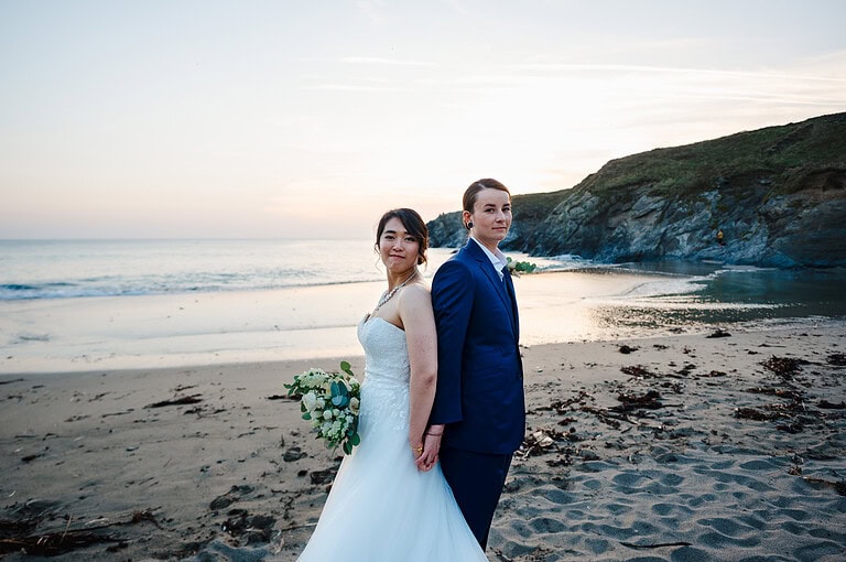 Standing back to back for beautiful couple photos