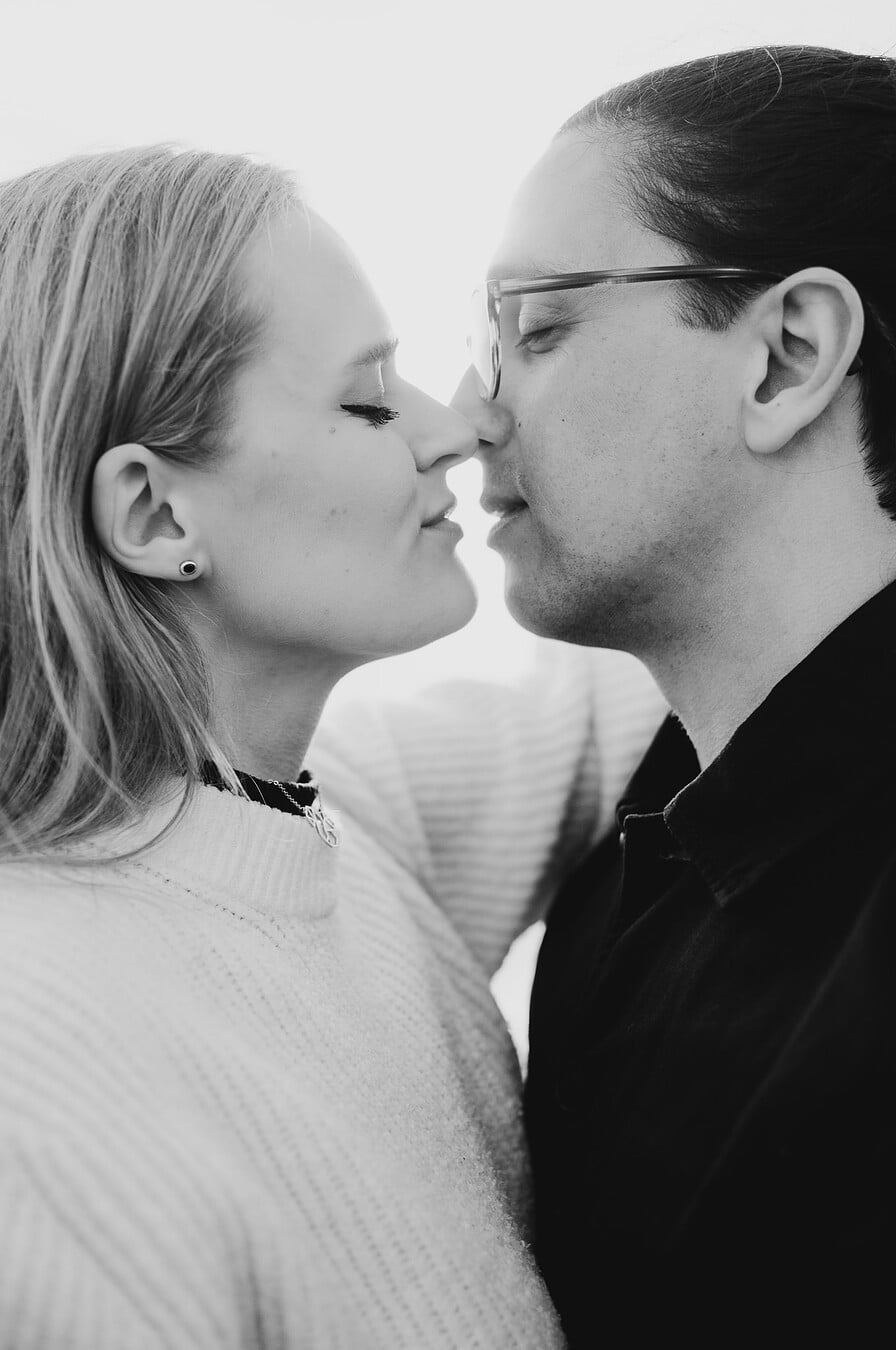 Up close as the couple are about to make a kiss