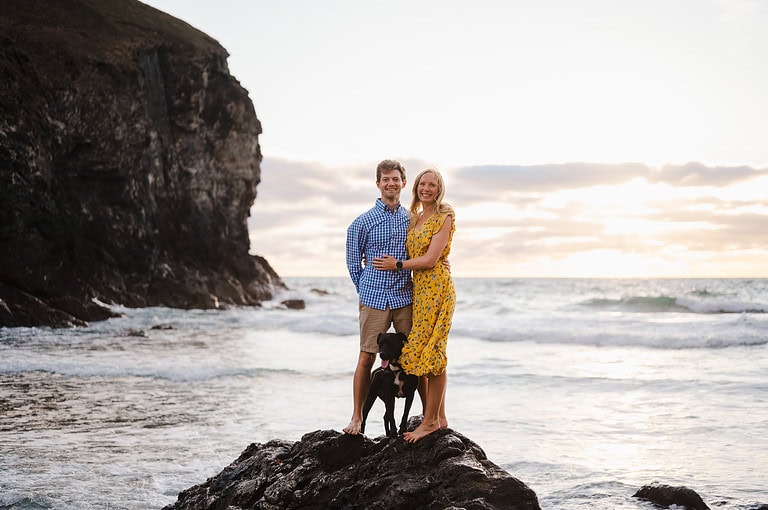 You have to get this one photo of you two and your dog. The one photo where everyone looks at the camera. By Cornwall Engagement Photographer, Jake Timms Photography