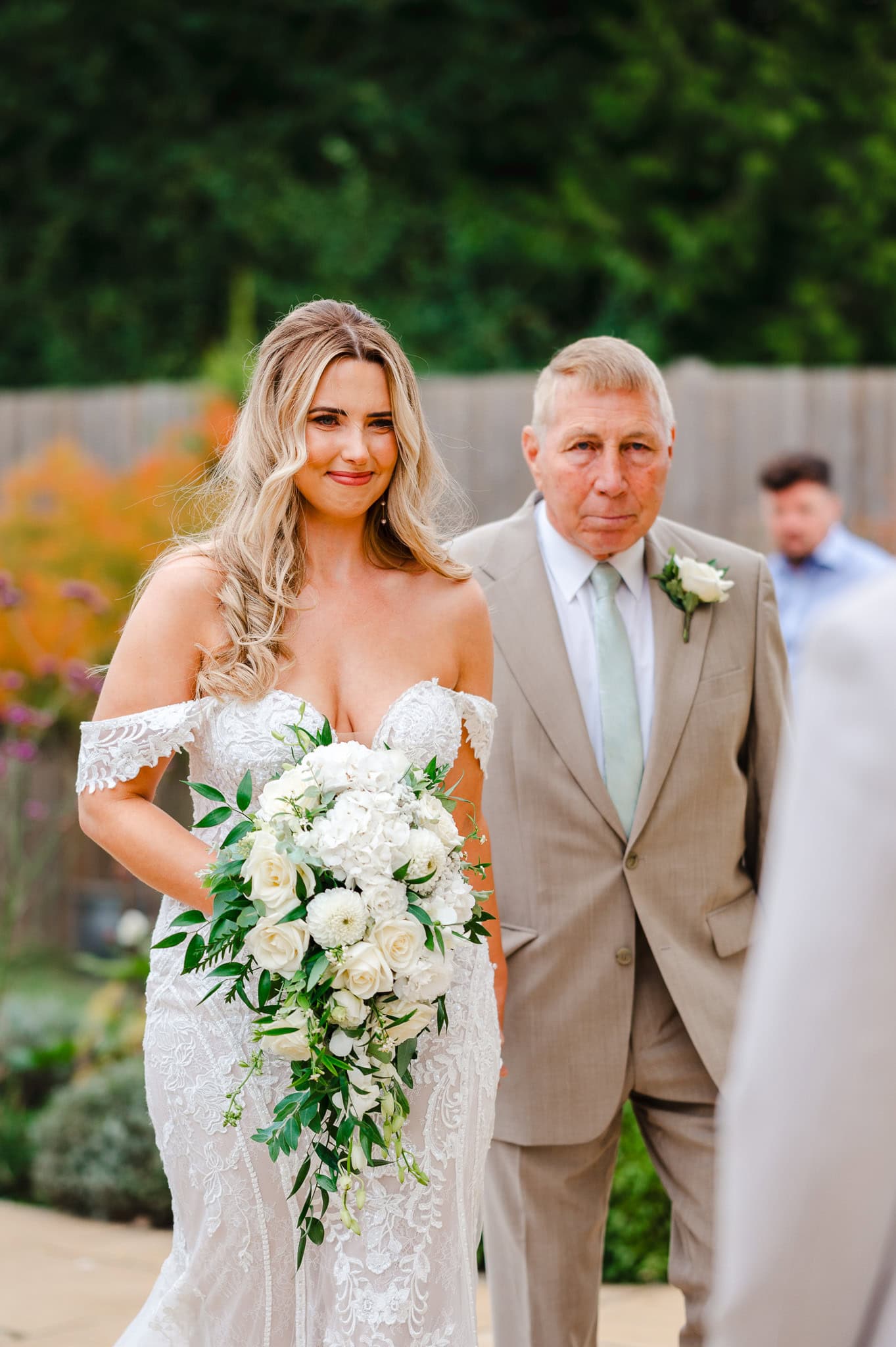Bride being walked down the aisle to her groom by Somerset Wedding Photographer, Jake Timms Photography
