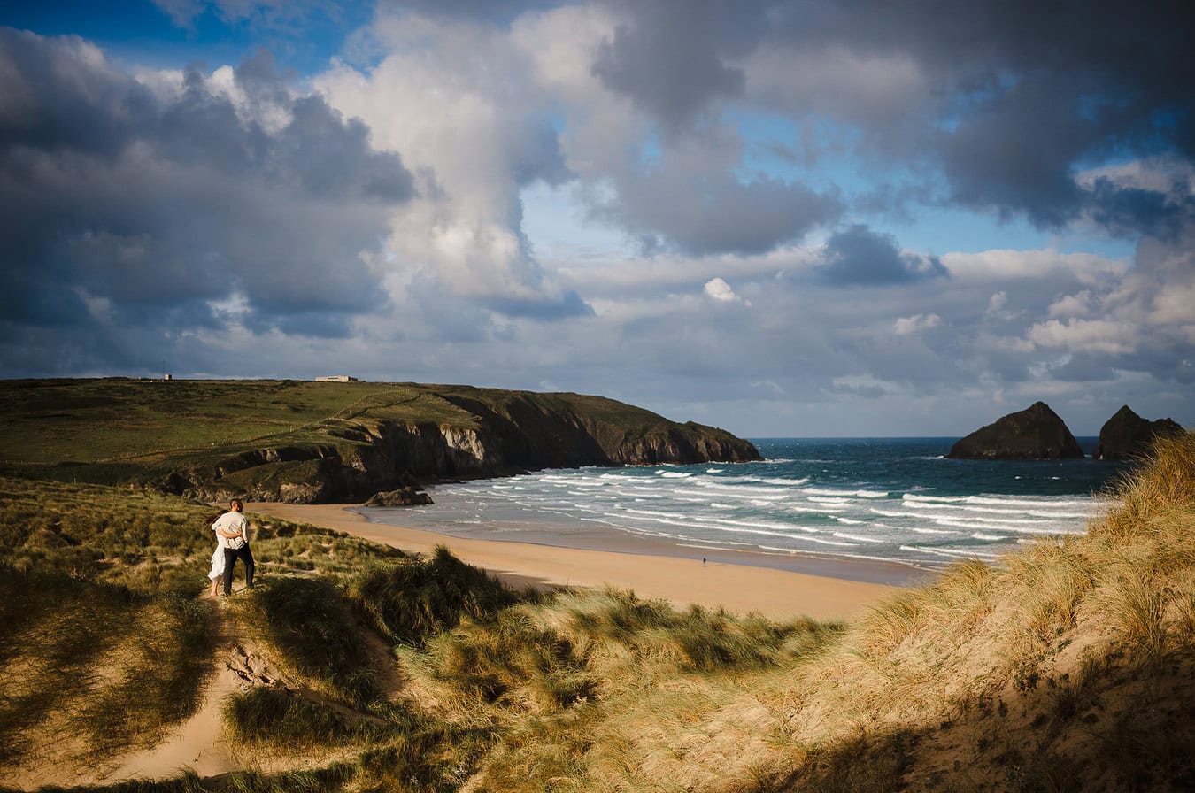 What a view over Holywell bay, Cornwall, as the couple celebrate their Elopement Wedding - Elopement Portfolio