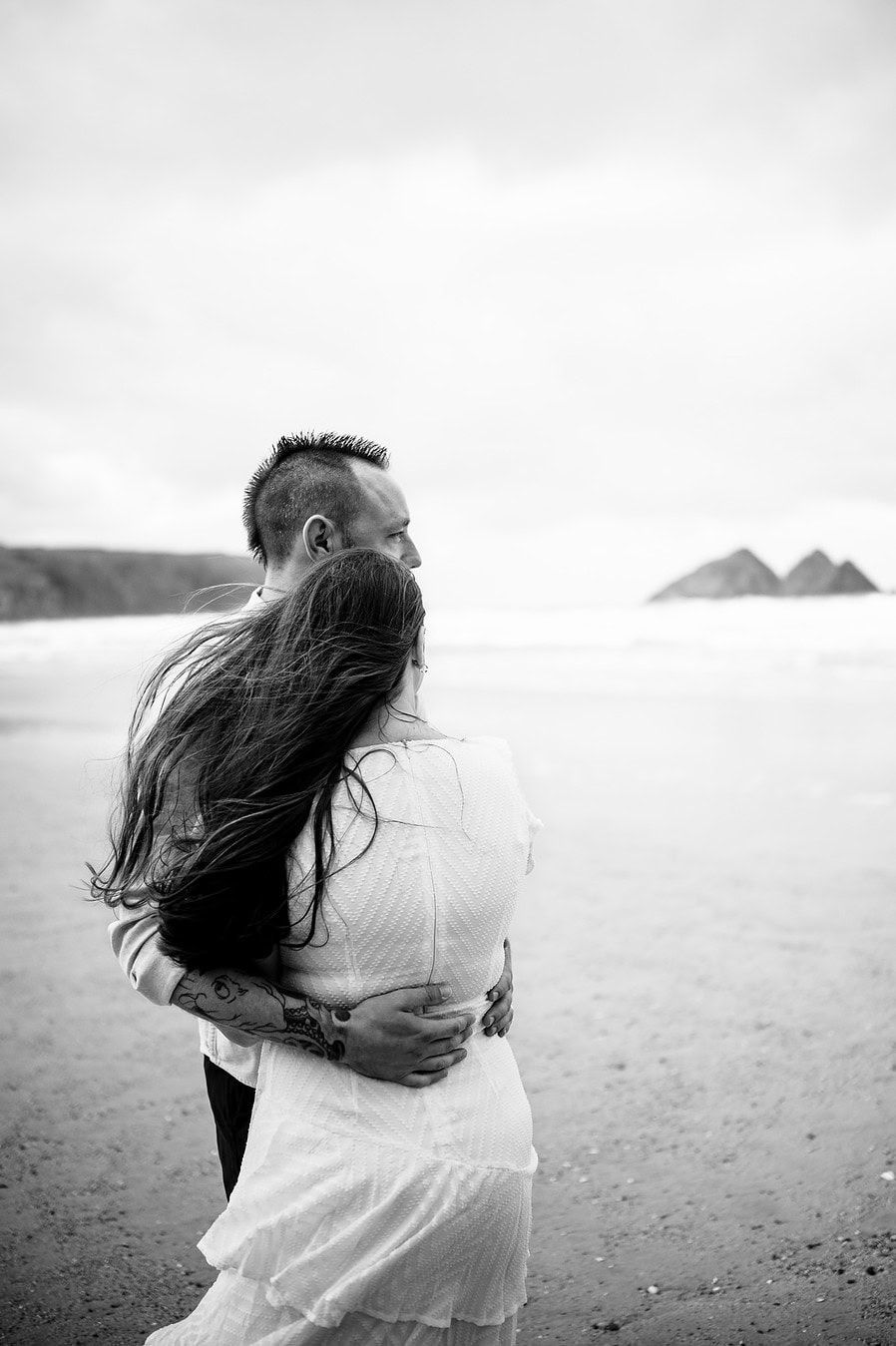 Looking out to sea on the windy Cornish beach