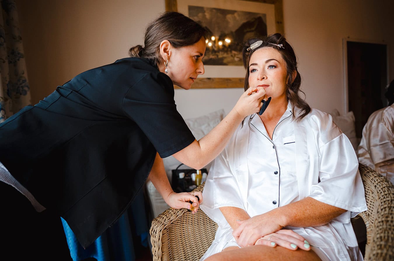 The bride has her makeup done in for her Italy wedding - Wedding Portfolio