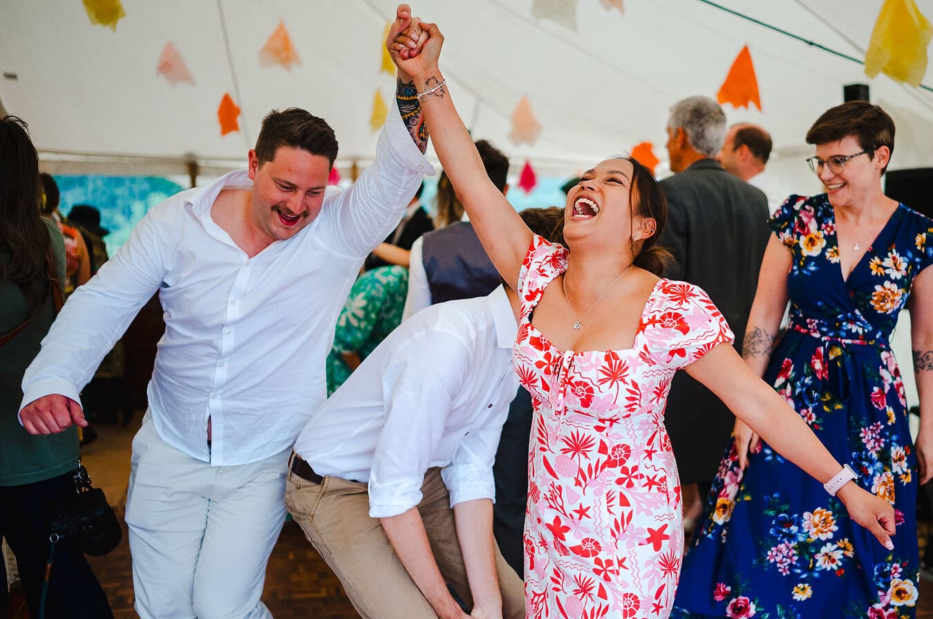 Can't stop the wedding day fun as the wedding ceilidh begins