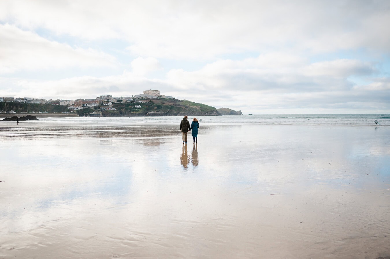 Reflections over Newquay celbrating the happy couples engagement
