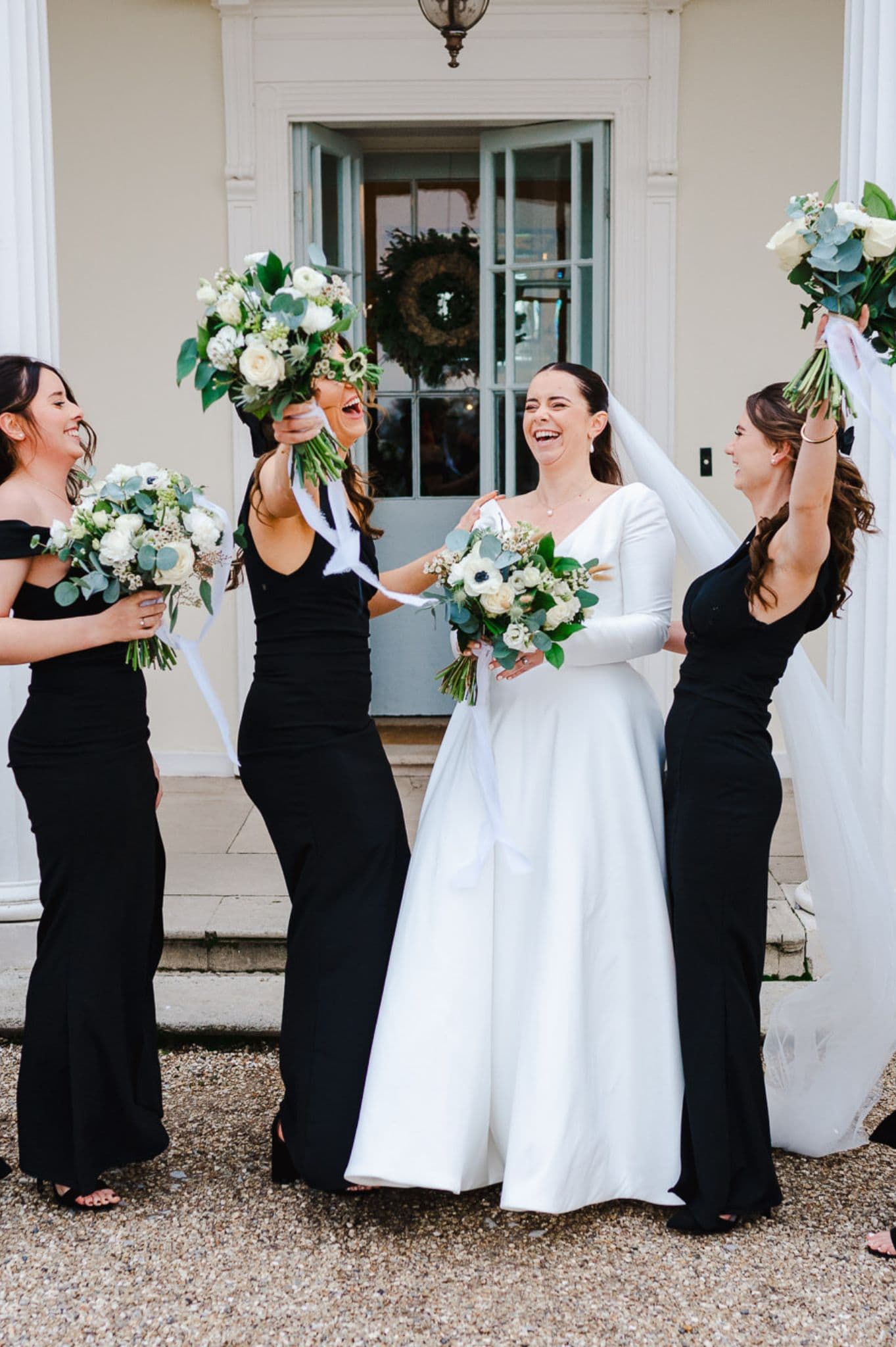 Bridesmaids laughing as they celebrate the wedding day by Cheshire Wedding Photographer - Jake Timms Photography