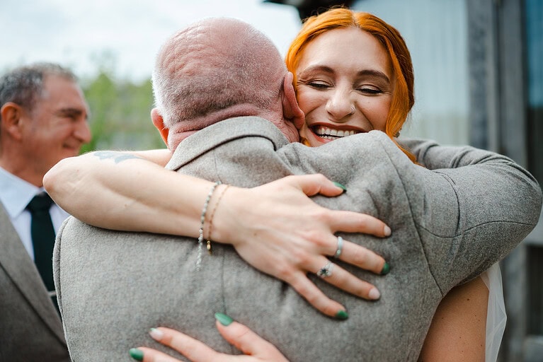 Wedding day hugs