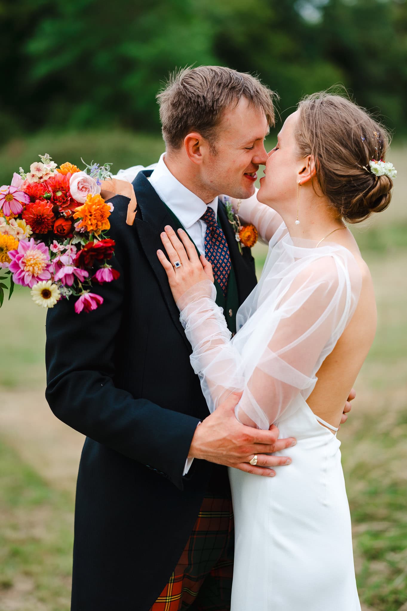 The Happy Couple kiss during their couple photos by Cheshire Wedding Photographer, Jake Timms Photography