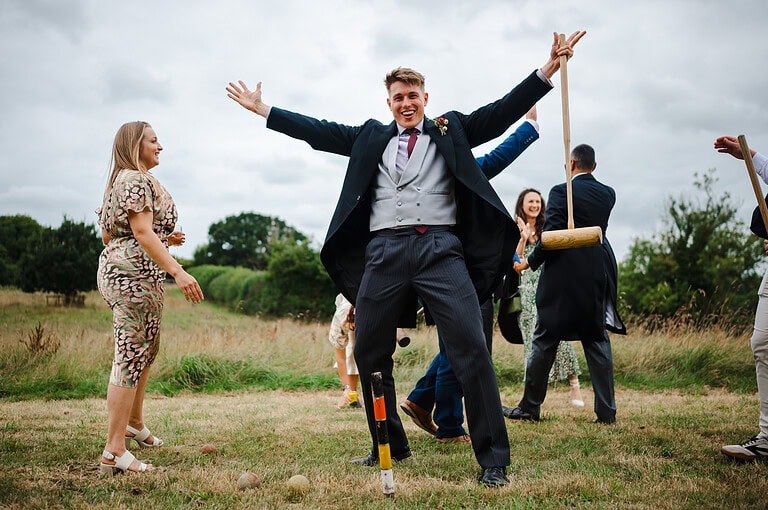 Wedding guests exstatic about his croquet win