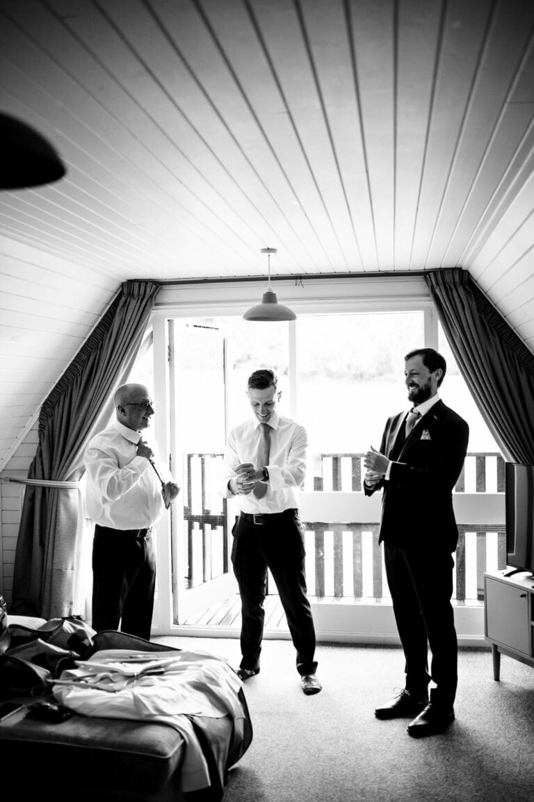 The grooms party get ready for the wedding day