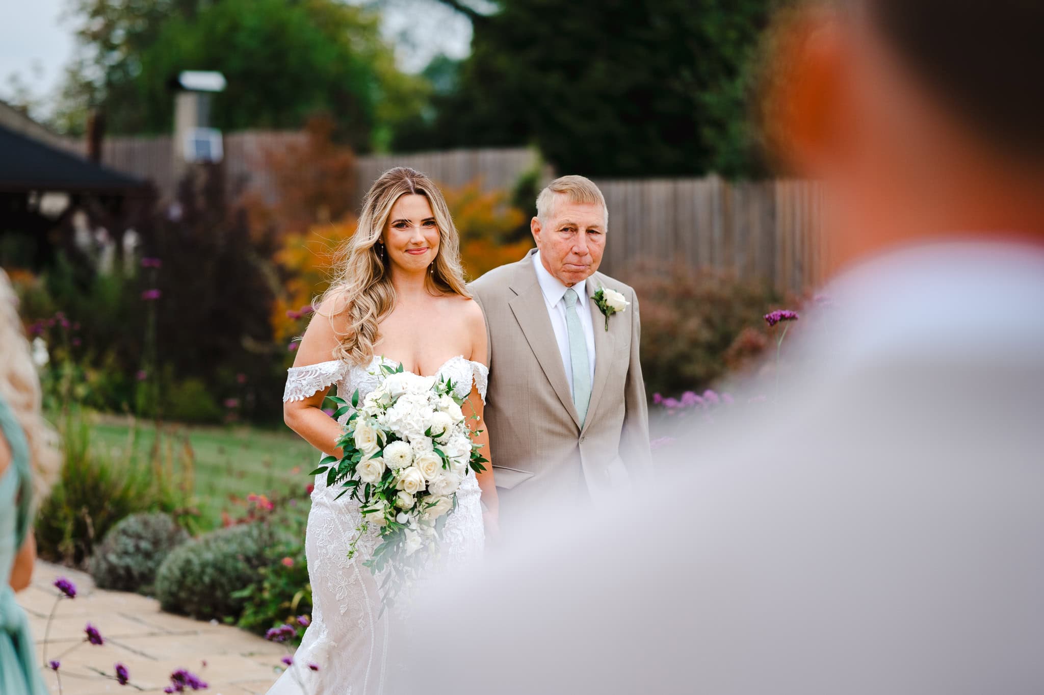 The bride sees the groom for the very first time