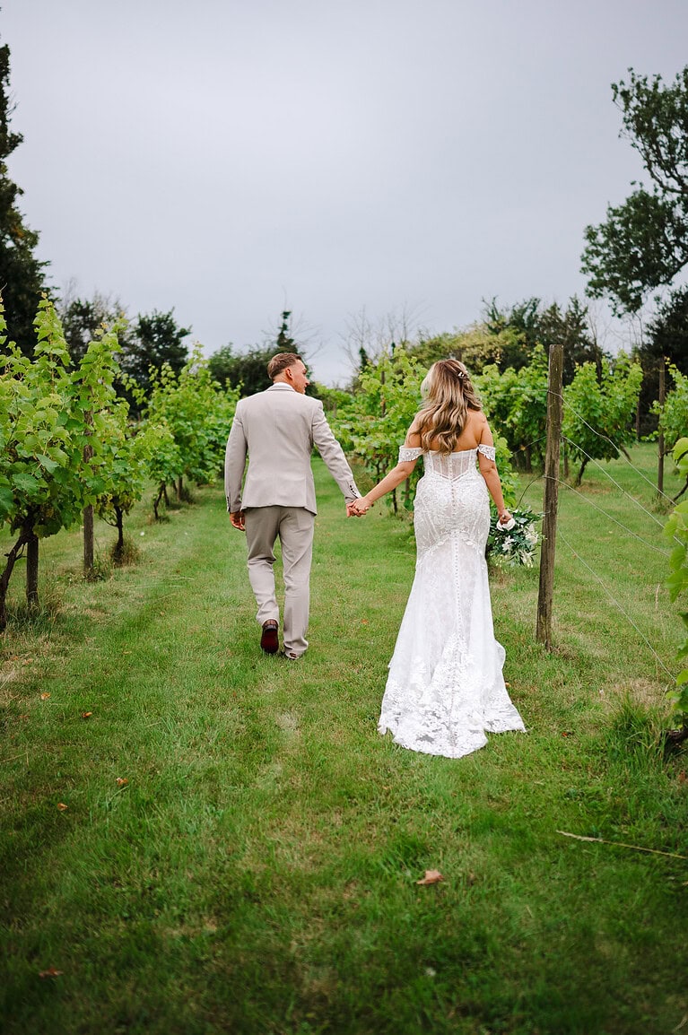Walking down the vineyard at The Pear Tree Purton